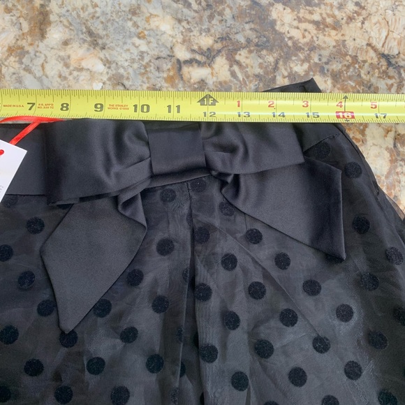 ELLE SZ 10 Swing skirt black w Bow pok a dot outer transparent lining NWT - Picture 5 of 9